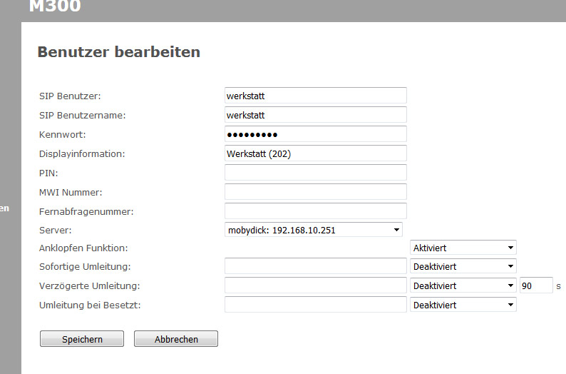 Einrichtung M25 an M300 SIP registration failed Support Forum